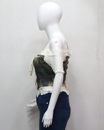 CR1820 UPCYCLED TAPESTRY LACE CORSET TOP