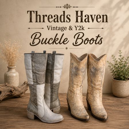 TH# 003 Classic Western Buckle Boots – Vintage Fashion Essential