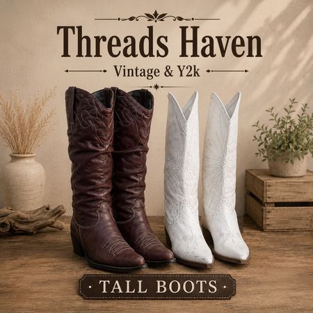 TH# 004 Vintage Tall Boots – Elegant Y2K Western Style