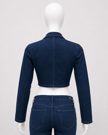 CR1823 UPCYCLED TIE-FRONT DENIM CROP JACKET