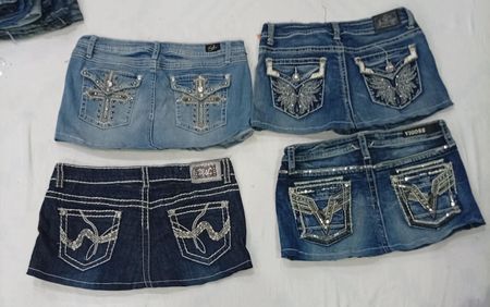 CR9000 UPCYCLED Y2K MINI DENIM SKIRTS