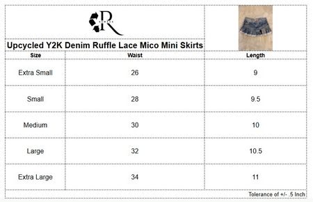 Upcycled Y2K Denim Ruffle Lace Micro Mini Skirt