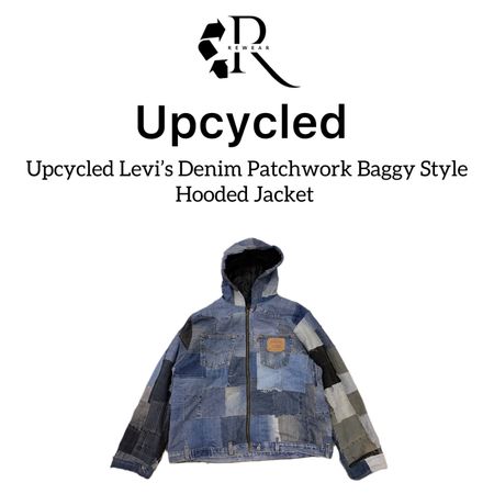 Upcycled  Levi’s Denim Patchwork Baggy Style Hooded Jacket