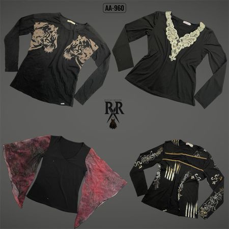 Y2K All Black Rave Full Sleeve Tops (AA-960)