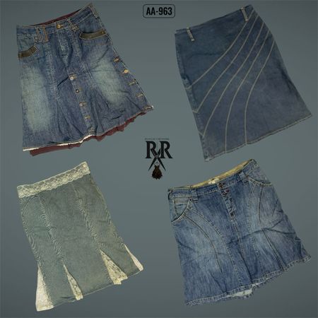 Y2K Britney Era Denim Midi Mix Skirts (AA-963)