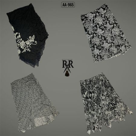 Y2K Black Floral Mix Poly Skirts (AA-965)