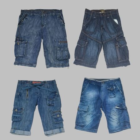 Y2K Skater Cargo Denim Shorts