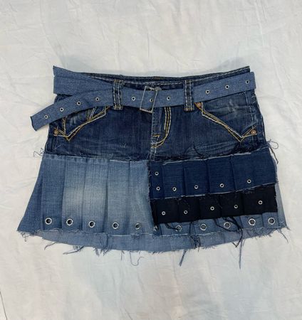 Upcycle Denim Patchwork Mini Skirt (DV -06)