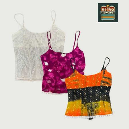 Upcycled Lace Trim Khaddi Silk Cami Tops
