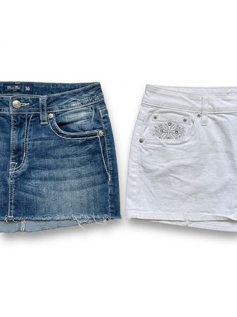 (FV-1628) Y2K Micro Mini Denim Skirts