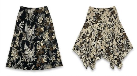 (FV-1626) Vintage Monochrome Midi Skirts Bundle | Y2K Boho Printed Skirt Mix