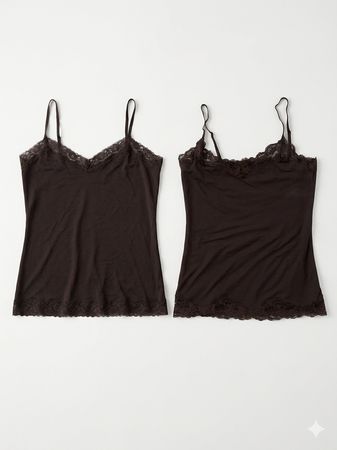 (FV-1640) Y2K Boho Tank Tops Neck Line Lace Details