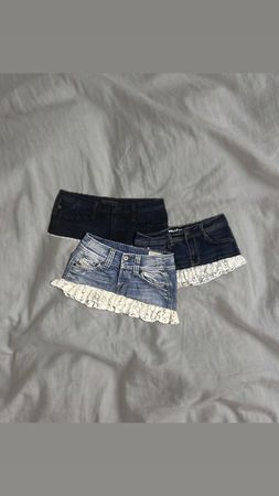 Upcycled denim Lace Skirt