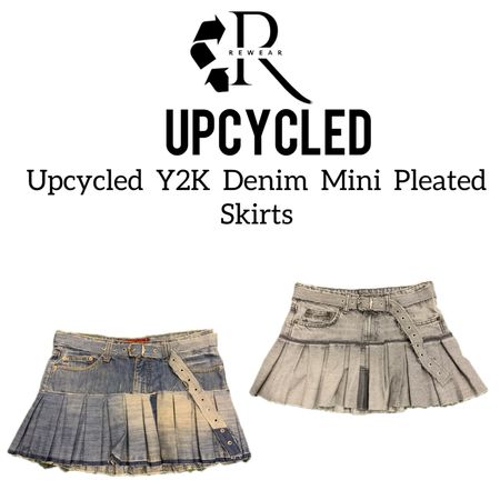 Upcycled Y2K Denim Mini Pleated Skirt