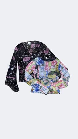 Y2k going out ruffle / printed blouse