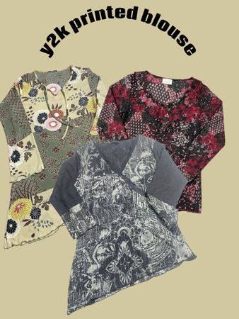 y2k printed blouse