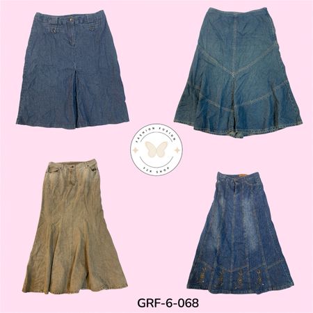 Classic Blue Denim Long Skirt – High Waist Button Front Design (GRF-6-068)