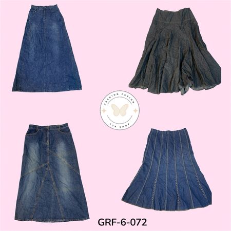 Boho Style Flowy Denim Maxi Skirt – Relaxed Fit Vintage Look (GRF-6-072)