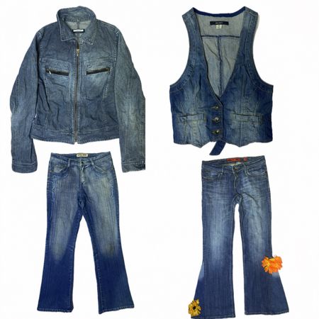 Call it Denim blues: waistcoat, jacket, jeans (YC-005)