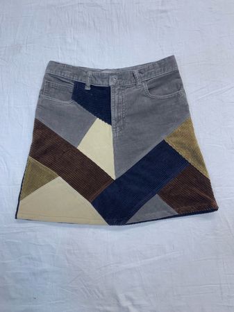 Upcycled Patchwork Corduroy Mini Skirt (DV-09-32)