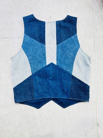 UPCYCLED Patchwork Denim Waistcoat - EVR0640