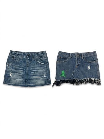(FV-1651) Y2K Micro Mini Denim Skirts