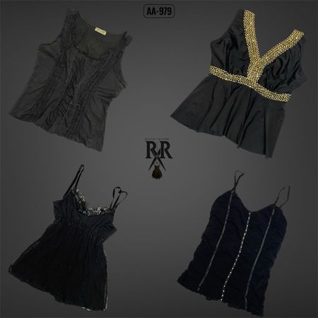 Y2K Black Gothic Cami Tops (AA-979)