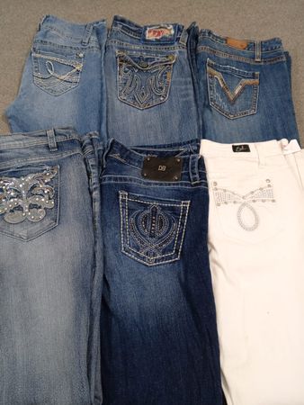 HD1486 Ladies Y2K Embellished Denim Flared Jeans