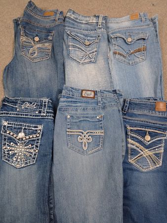 HD1482 Ladies Y2K Embellished Denim Flared Jeans
