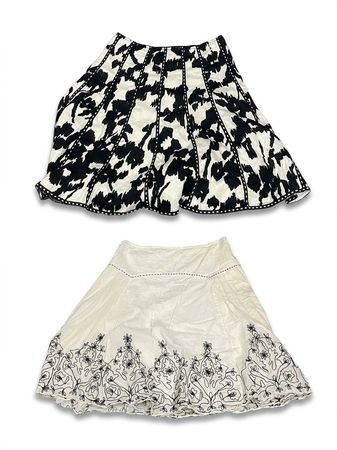 (FV-1663) Lot de jupes boho noires et blanches Y2K | Collection de jupes midi vintage imprimées