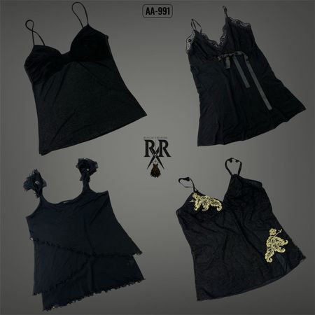 Y2K Black Gothic Cami Tops(AA-991)