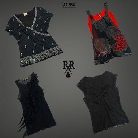 Y2K Black Rave Sleeveless Tops (AA-984)