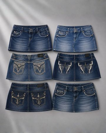 Y2K Embroidered Denim Skirts