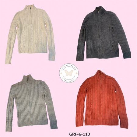 Y2K Vintage Zip-Up Sweater – Retro Streetwear Aesthetic Knitwear (GRF-6-110)