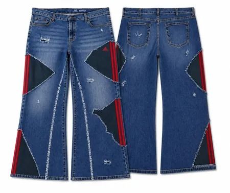 CR1838 Upcycled Panel Flare Jeans
