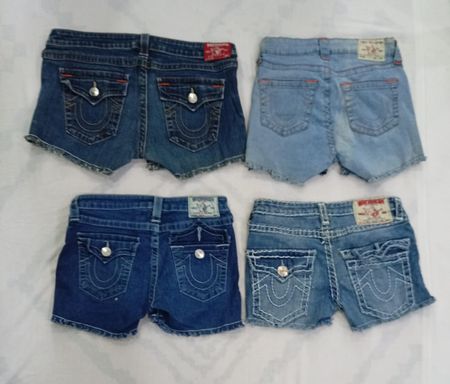 CR9083 UPCYCLED TRUE RELIGION MINI DENIM SHORTS
