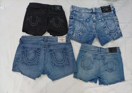 CR9094 UPCYCLED TRUE RELIGION MINI DENIM SHORTS