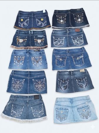 Vintage upcycled denim mini skirts