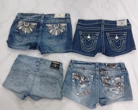 CR9107 UPCYCLED TRUE RELIGION & MISS ME SHORTS