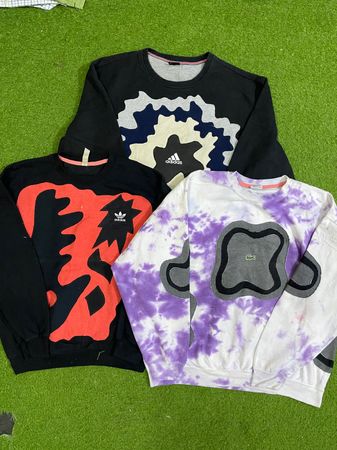 Upcycled mixed branded sweatshirt patchwork