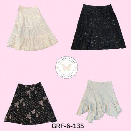 Stylish High-Waist Cotton Skirt – Black & White Classic Look (GRF-6-135)