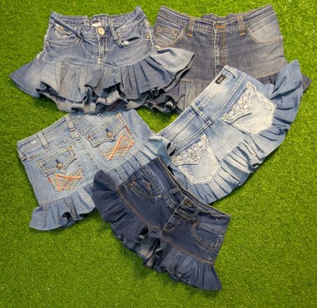 6240 - Upcycled Denim Mini Skirts