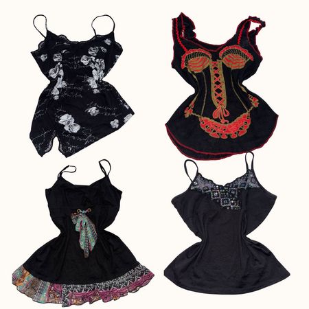 2000s Rocker-Goth Y2K Cami Tops - (ST-093)