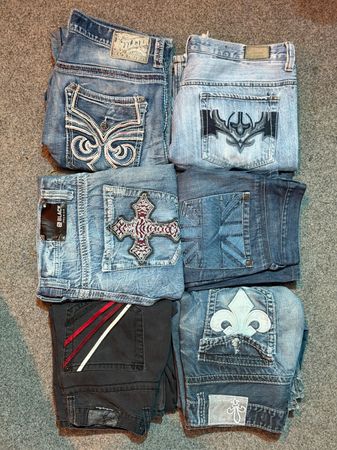 Y2K men’s bootcut baggy straight embroidery jeans