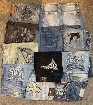 Y2K men’s bootcut baggy straight embroidery jeans
