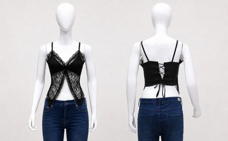 CR1851 Upcycled Lace Corset Cami