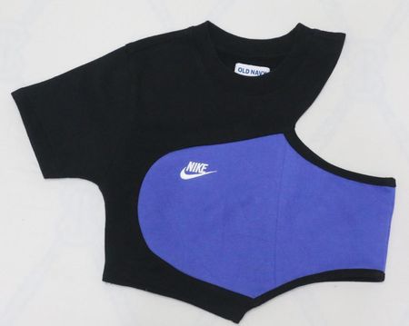 CR1853 UPCYCLED ASYMMETRIC SPORT CROP TOP