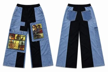 CR1855 Upcycled Graphic Panel Jeans