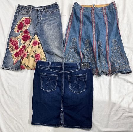 Y2k denim midi skirts (798)