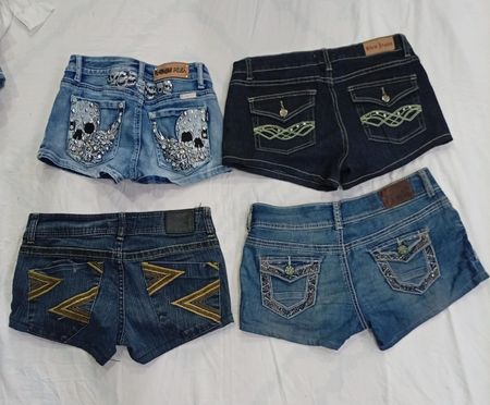CR9149 UPCYCLED Y2K MINI DENIM SHORTS